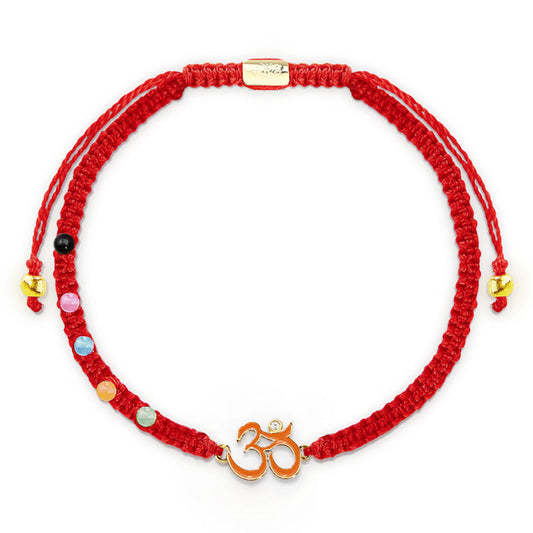 Tibetan Handmade OM Mindfulness Red String Bracelet