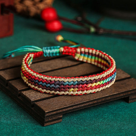 Tibet Handmade Rainbow Multicolored Protection Braided String Bracelet